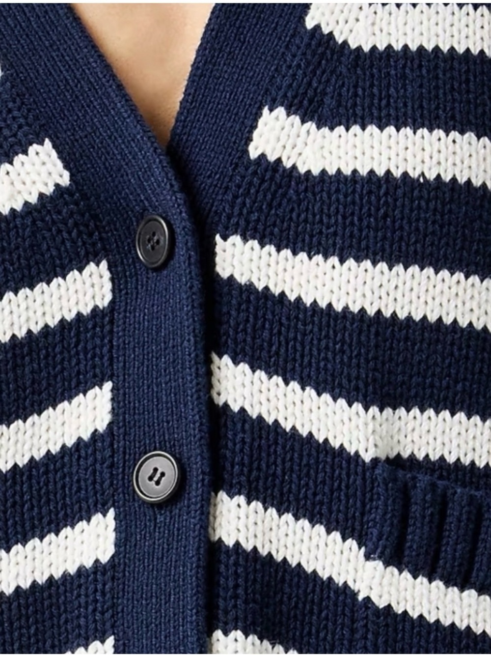 J. Crew Navy & White Striped V-Neck Cardigan - Picture 6 of 7